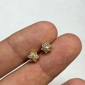 Solid Gold 14kt Diamond Cluster Earrings